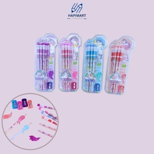 

SET 12 Pensil Dan Penghapus of Unicorn Pencils with Topper Eraser Paket Alat Tulis
