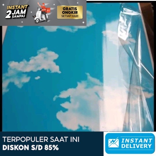 Plafon Pvc Hijau Putih Garis