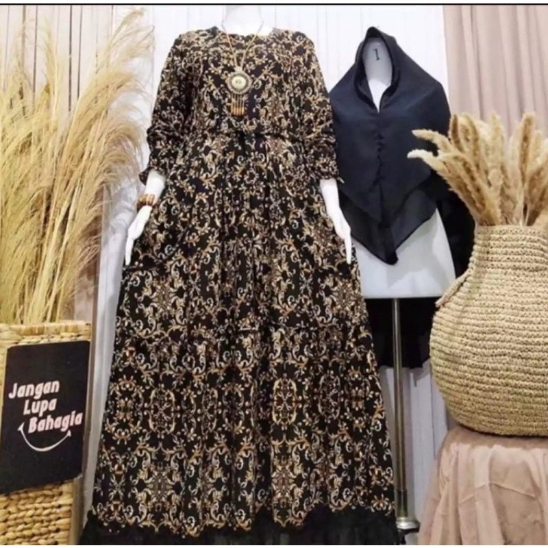 Baru gamis rayon motif sultan / gamis 2022 modern lebaran mewah / tunik dewasa terbaru 2022 Promo Id