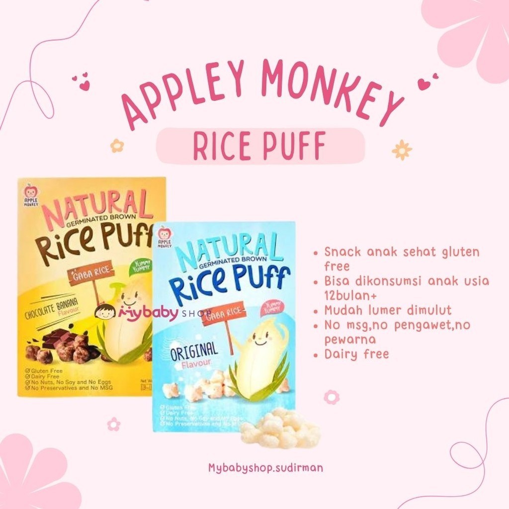 

Apple Monkey Rice Puff - Cemilan anak sehat - Snack usia 1tahun+