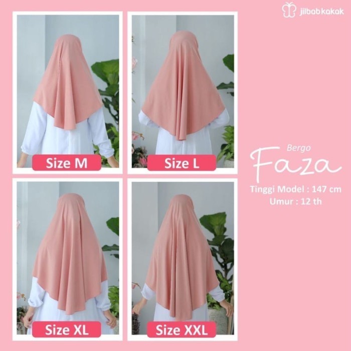 PROMO-Bergo Faza Jilbab Kakak Anak Perempuan - Kerudung Harian Sekolah Cewek - Nude Pink, M