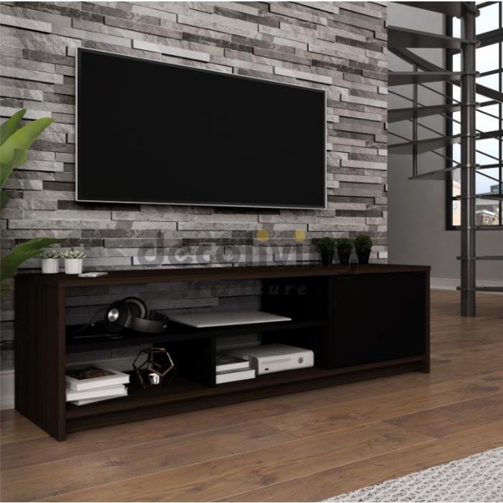 Decoliving Bester Custom Size - Meja TV / Rak TV Minimalis Modern 180 Cm Maks TV 55" Putih Abu Cokla