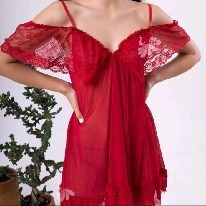 Terlaris ✨ -dress lingeries jumbo bigsize import baju haram - Hitam