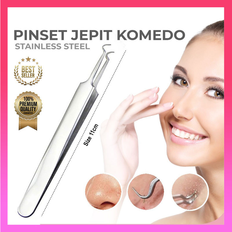Pinset Penjepit Komedo Tweezer Pinset Komedo Capit Komedo Jerawat Hidung Pori Pori Stainless