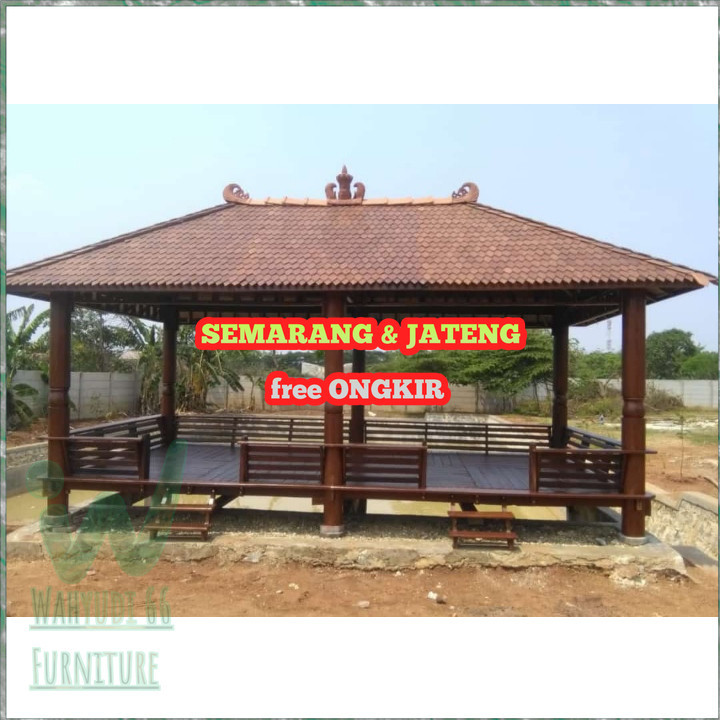 Gazebo Kayu Kelapa Jumbo Soko Bubut | Gazebo Dobel Kayu Kelapa