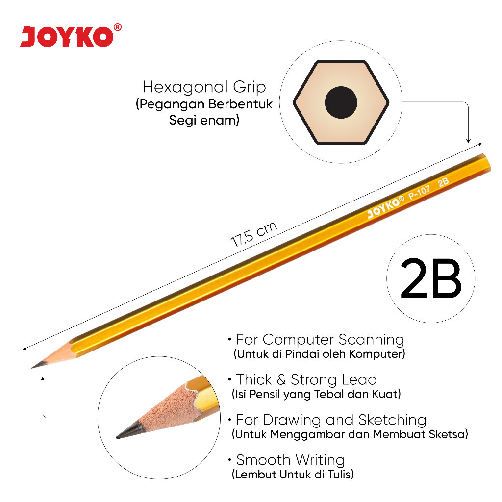 

Joyko Pensil Warna Metalic P-107 / Pingsil Tulis 1 Pak / 12 Pcs