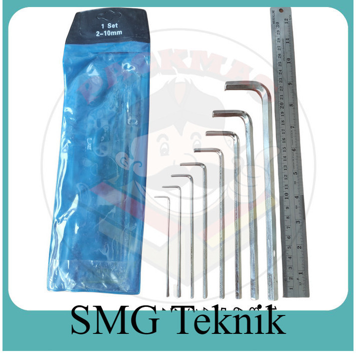 Best HAFU Kunci L Set 8 Pcs Panjang 2-10 mm Alat Buka Pasang Baut Mur L ESD894