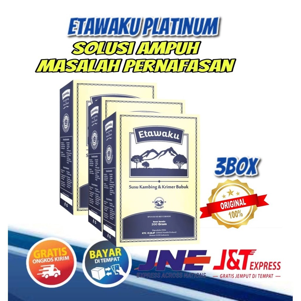 

3 BOX ETAWAKU PLATINUM - Susu Etawa Bubuk ORIGINAL Rendah Gula Dan Tinggi Kalsium