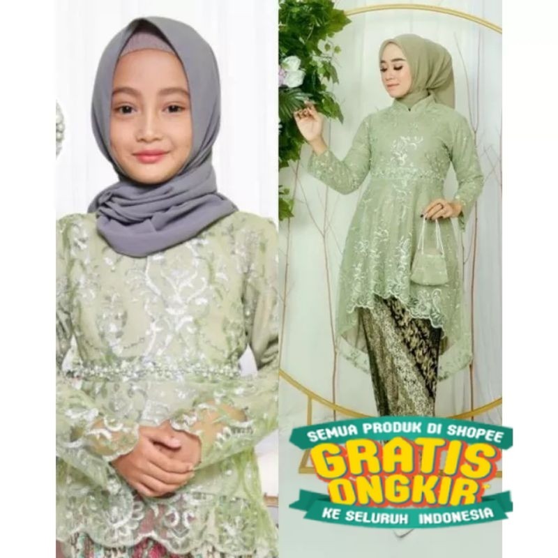 couple ibu dan anak  Set Kebaya lesty /Kebaya Modern/Kebaya Lesti ibu& Anak/Setelan Kebaya Pesta Kel