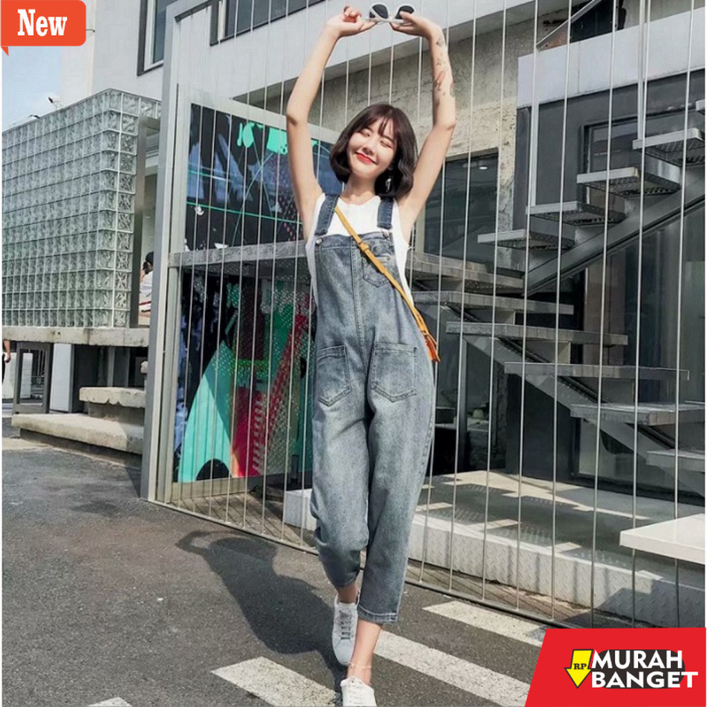 Jumsuit Wanita Kekinian Jumpsuit Jeans Wanita Casual Fashion Denim Simple Korean Style Overall Celan