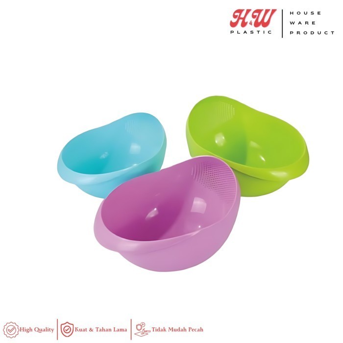Baskom Saringan Tirisan Cucian Beras Plastik H&W Food Grade Anti Pecah