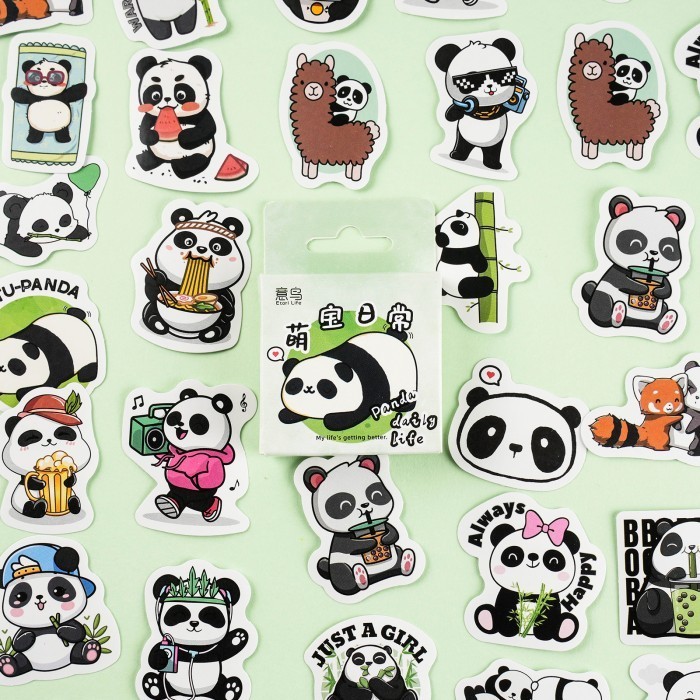 

Isi 46 Lembar Stiker PANDA DAILY Style Scrapbook Journal Stikers DIY