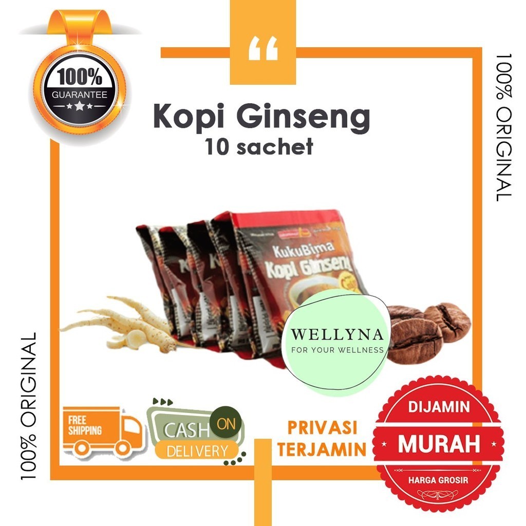 

☘️wellyna☘️Kopi Ginseng Kuku Bima 10 sachet - Minuman Hangat, Menyegarkan Badan