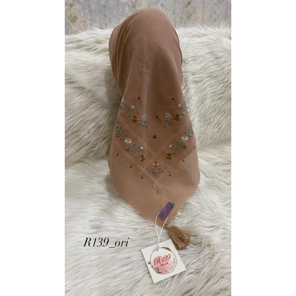 Terlaris ~Kerudung Segi Empat Voal Bordir Garis By R139 Hijab Hijab Premium Hijab Elegan Hijab Canti