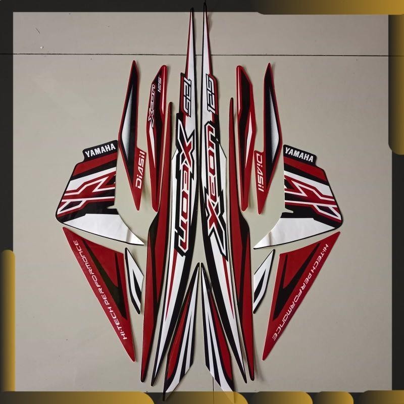 striping yamaha xeon 2013 merah hitam stiker list body standar