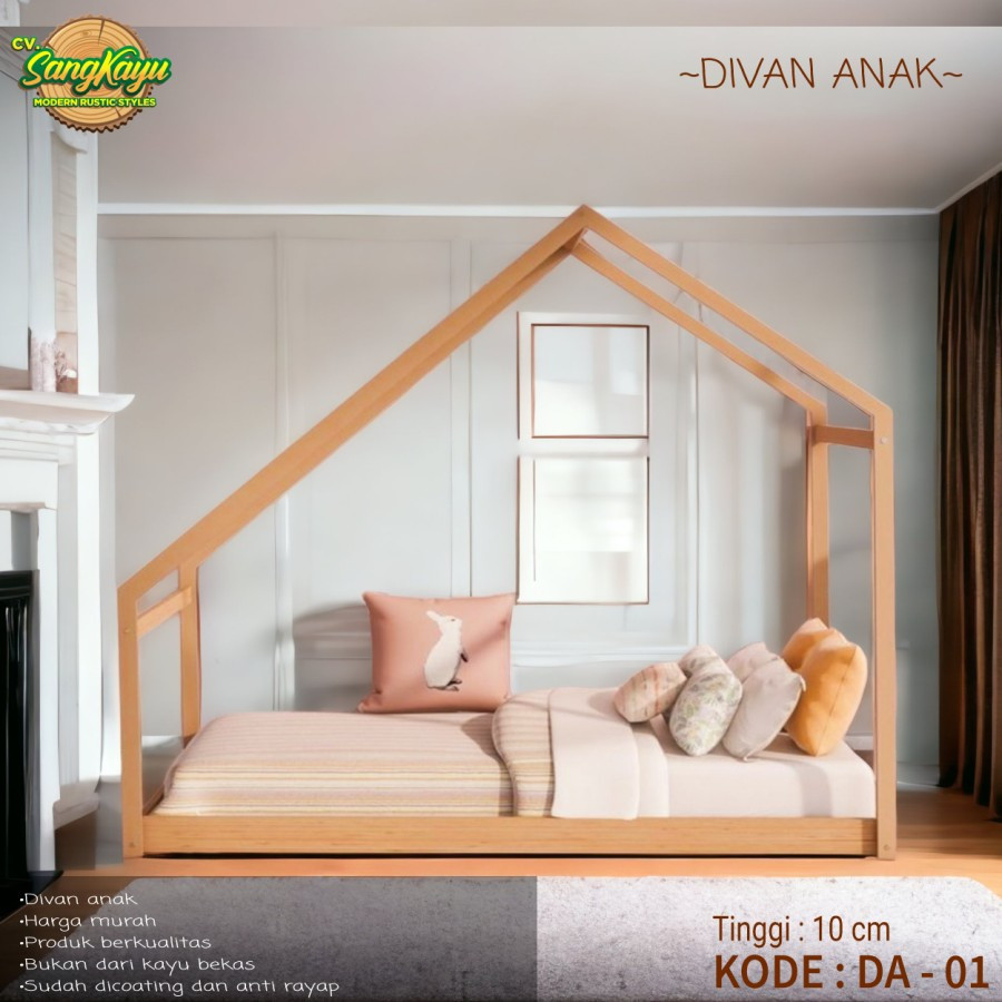Divan anak dipan anak tempat tidur anak minimalis kayu ranjang anak | alas kasur kayu | dipan kayu m