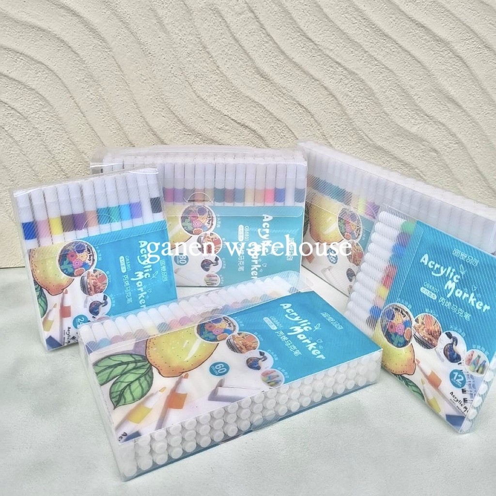 

[GW] Pen Acrylic Marker Set 12/24/36/48/60/80 Spidol Warna