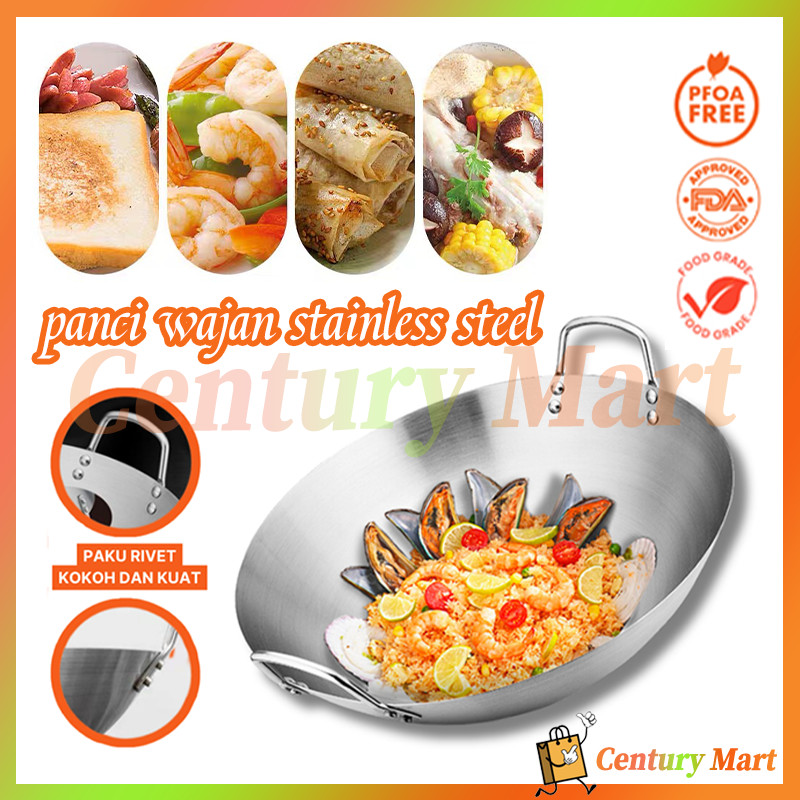 Kuali Penggorengan Wok Stainless/Steel Wajan Anti Lengket Food Grade/Wajan/Kuali Stainless Steel/waj