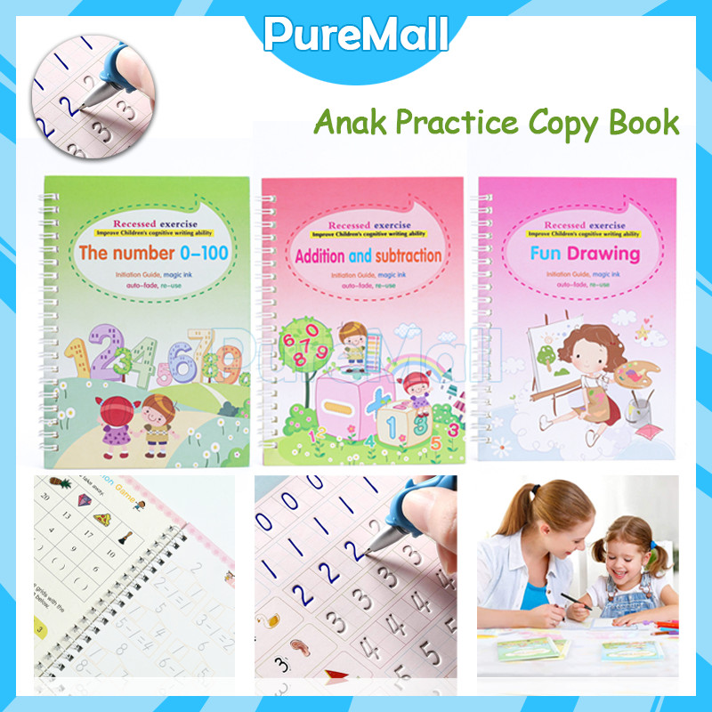 

Anak Practice Copy Book / Buku Belajar Menulis Huruf Dan Angka / Magic Book Practice Book