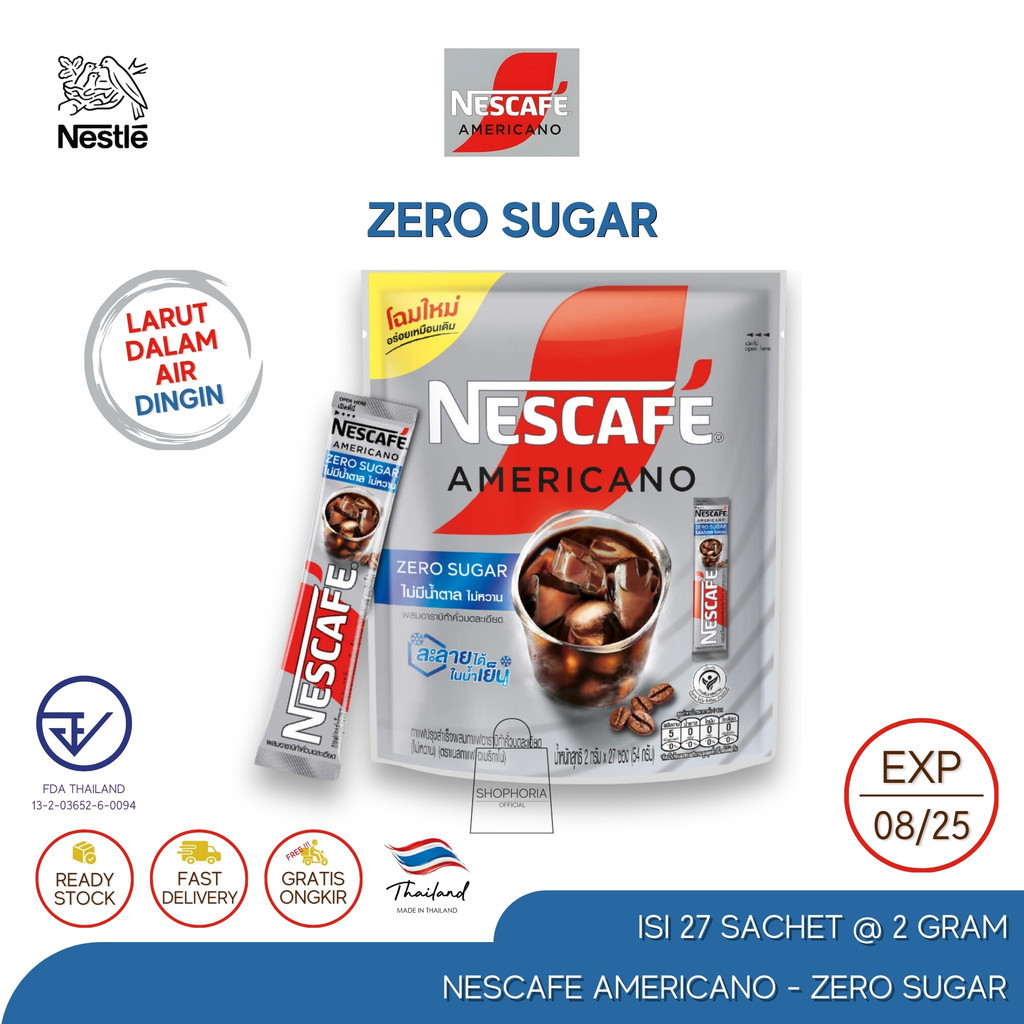 

Nestle Nescafe Americano Zero Sugar Biru Pack Isi 27 Sachet
