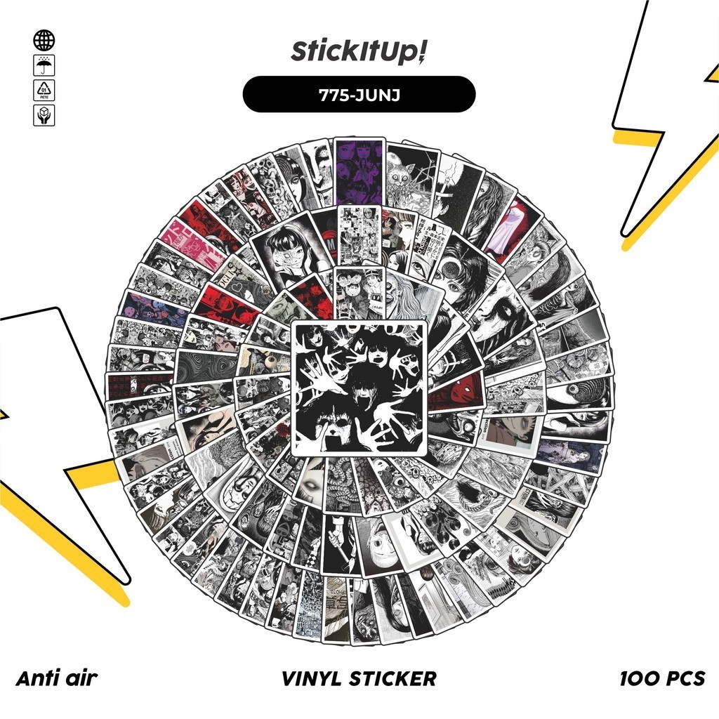 

COD✨ 100 Pcs Stiker Pack Junji Ito Classical Horror Lucu Aesthetic Vynil Waterproof untuk Freebies Sticker Buku Journal Casing HP Laptop