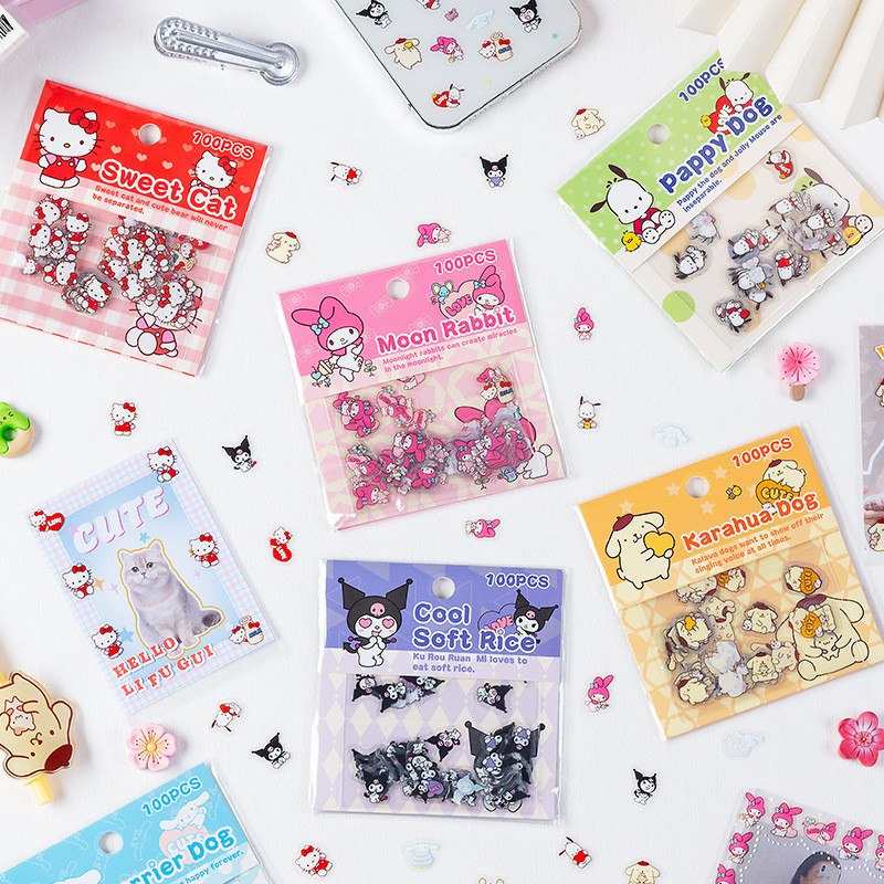

( SPM7 ) 100 PCS STIKER MINI SERI KAWAII SANRIO LUCU UNTUK ANAK ANAK / STIKER TAHAN AIR