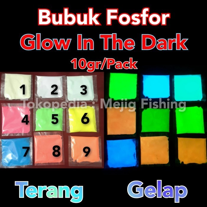 

G874R~ Promo Murmer Bubuk Fosfor GID Powder Glow In The Dark Strontium Resin Assist Hook - 5-Hijau Apel, 10 gram