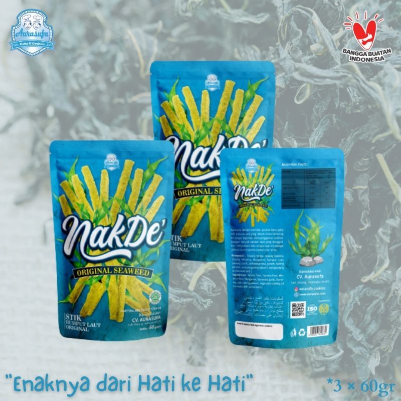 

3pcs Original Seaweed Stick 60grm | Stik Rumput Laut | Stik Sayur | Stick Vegetarian | Camilan Sehat
