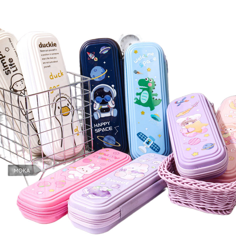 

KHATIN (KP016) Tempat Kotak Pensil Anak Laki Perempuan Hard Case Anti Air Motif Dino Bear Girl Premium Import