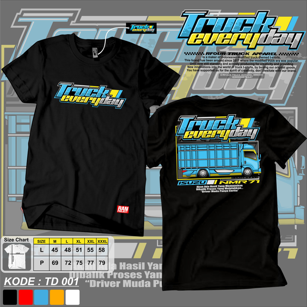 Kaos Truk Mania Kaos Truck Elf Mania TD01 Free Sticker Lengan Pendek Atasan Dewasa Katun Unisex