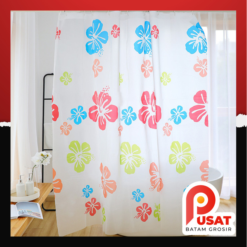Pusat Batam Grosir - H1200 Shower Curtain 180x180cm / Tirai Kamar Mandi / Tirai Shower / Gorden Bath