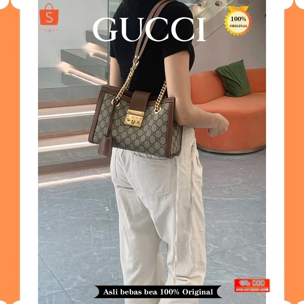 ✨COD✨ -100%  GUCCI Padlock Gembok tas bahu GG kecil Tas Selempang & Bahu Wanita 498156 Tas Wanita ba