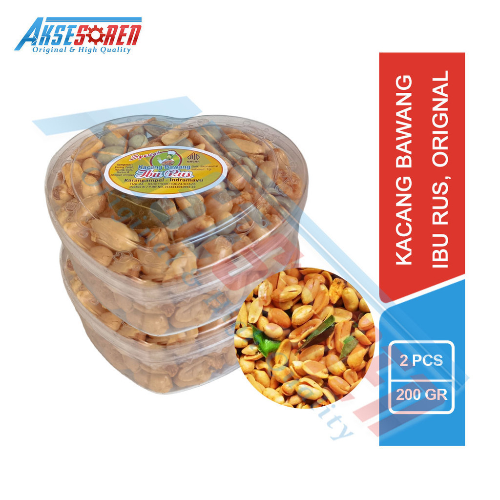 

Aksesoren Kacang Bawang Ibu Rus [Original/250gr/2 Pcs] / Kacang Goreng Cemilan Gurih Asin / Kue Kering Toples Plastik Bening Love 250 Gram