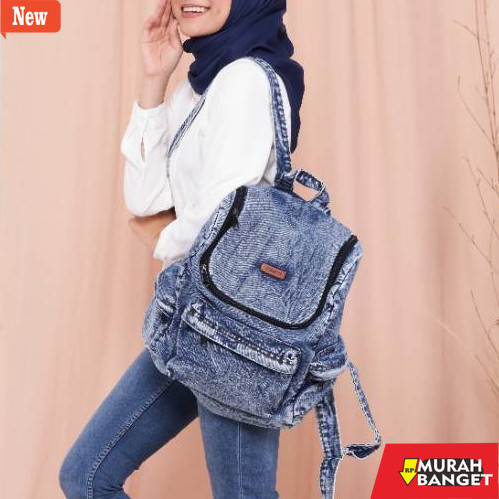tas ransel wanita shopee ZALEHA - Daena Backpack Tas Ransel Denim Jeans Wanita