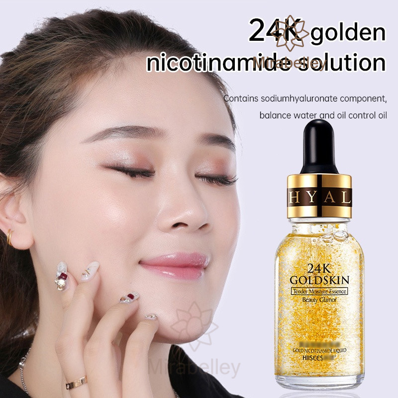 COD⚡ HIISEES 24k Gold Serum Wajah / Nicotinamide Essensi Serum Pumutih 30ml Serum Anti Kerutan White