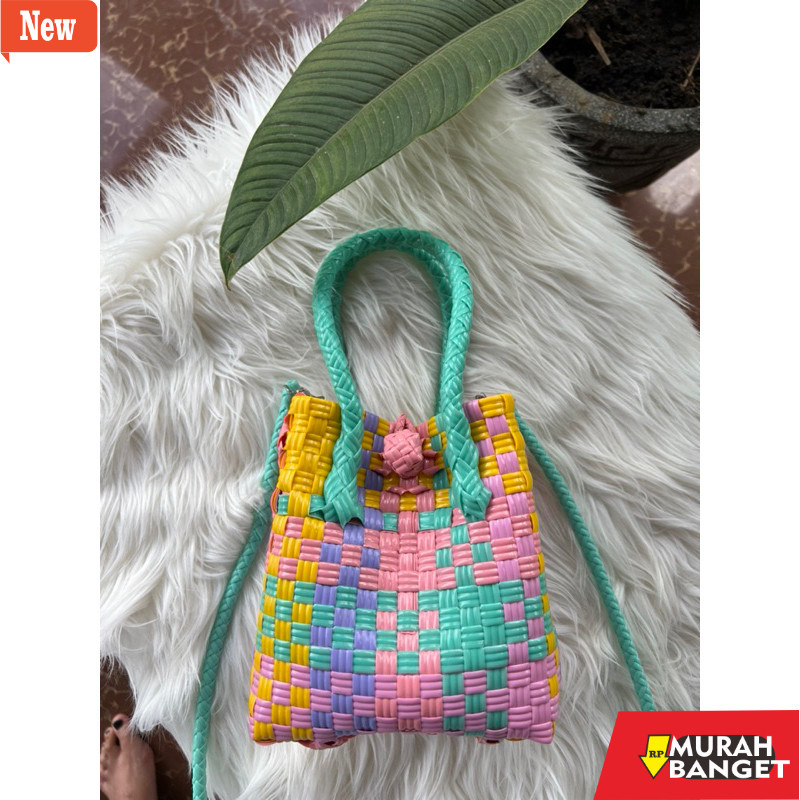 tas jinjing wanita (FREE RAINBOW) FULLCOLOUR IMUT BAG+Strap Anyam Tas Jali Tas Jaly Tas Anyaman Plas