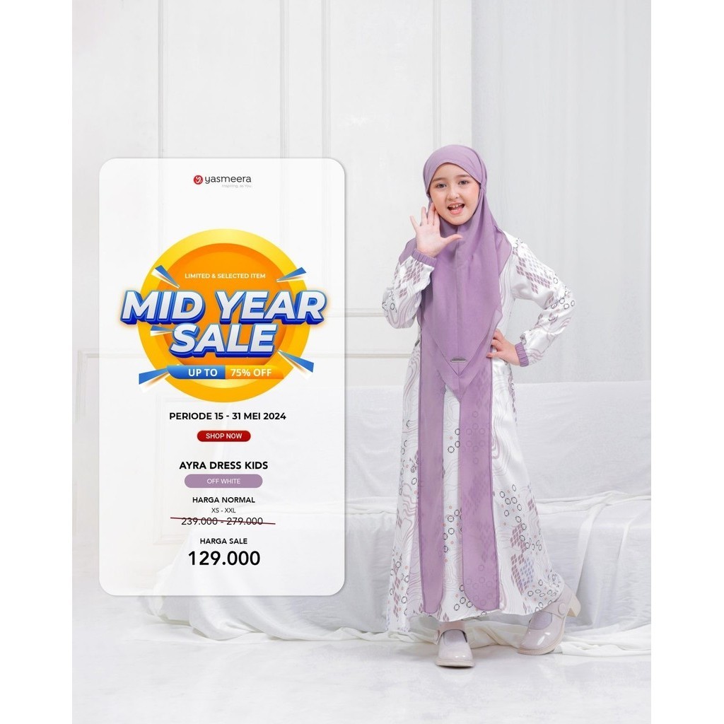 Gamis Premium Yasmeera Ayra Anak Perempuan by Butik Yasmeera