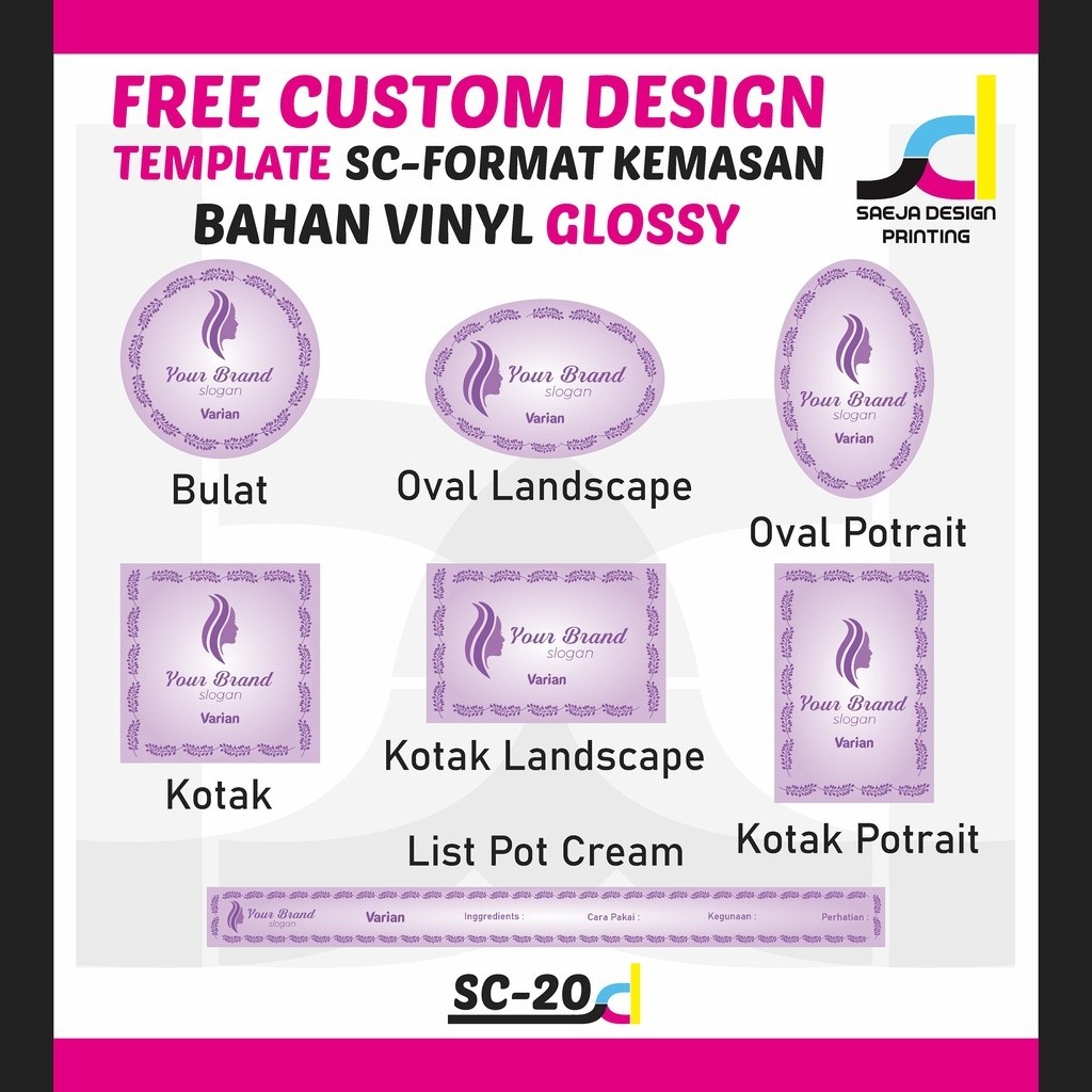 

grosir stiker Stiker Label Produk Skincare, Kecantikan Bahan Vinyl Glosy+ Waterproof Free Design