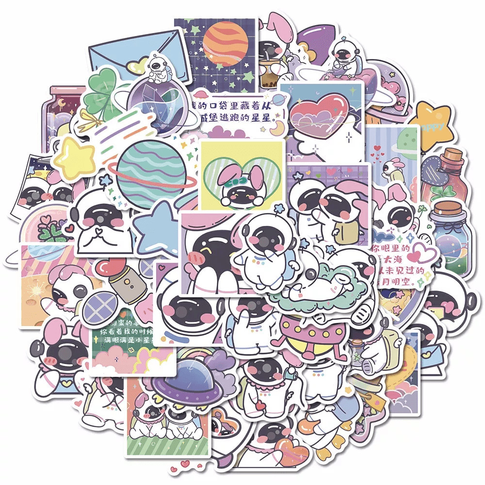 

[ , ] 3pcs Stiker Kartun Aerospace Astronout/ Astronot untuk Dekorasi Laptop, Handphone