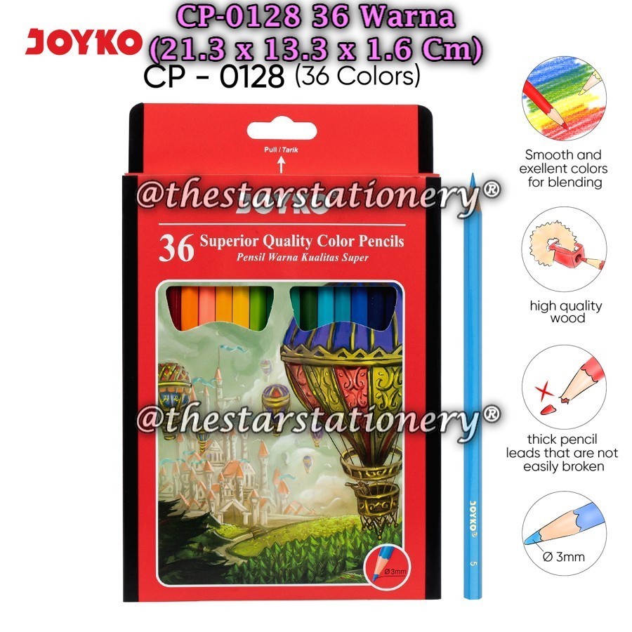 

(1 Set Isi 36 Warna) GROSIR Pensil Warna Joyko CP-0128 36 Warna Panjang / Super Quality Color Pencils Joyko CP0128 36 Warna / Joyko CP 0128