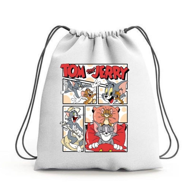 Tas Online Banjarmasin - Tas Serut Kanvas Wanita Gambar Tom dan Jerry Untuk Pria & Wanita