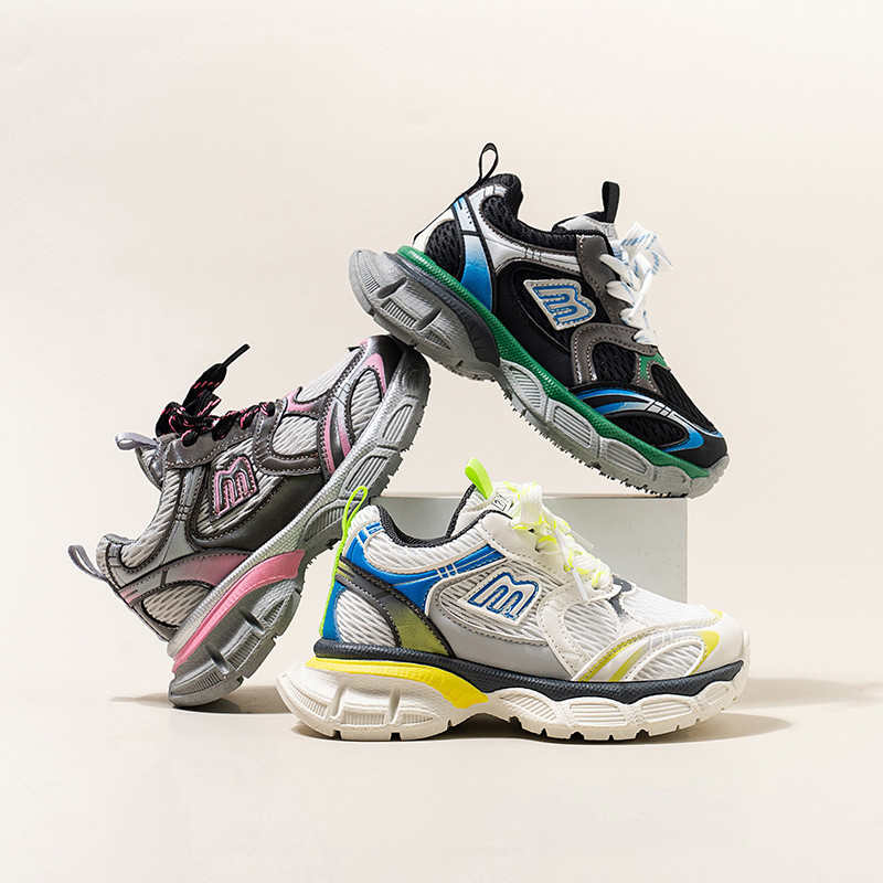 SEPATU SNEAKERS SPORT ANAK CEWEK COWOK HITAM PUTIH PINK USIA 5-12 TAHUN