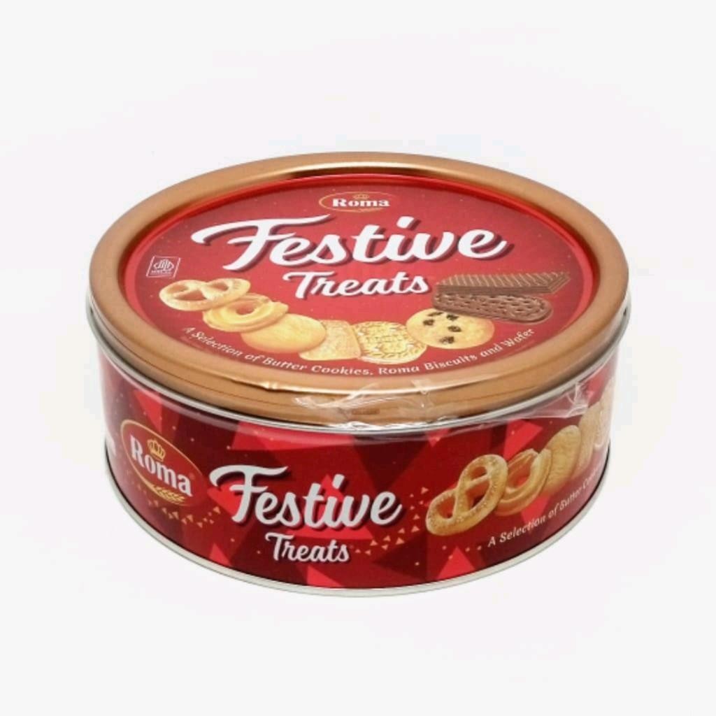 

Festive Treats Roma Butter Cookies, Biscuits and Wafer 240 gram 1 kaleng