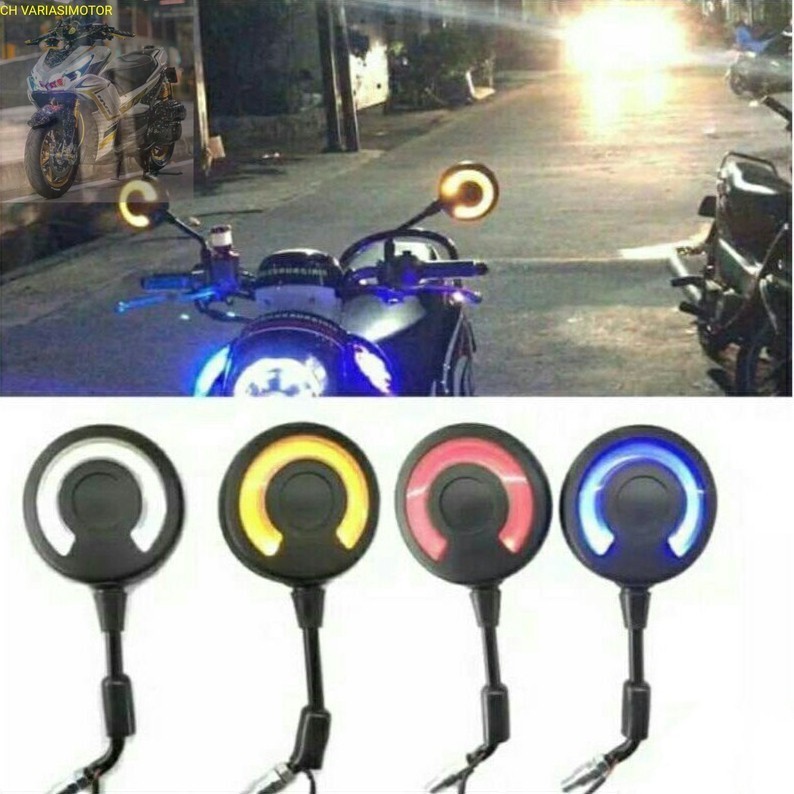 Spion Model Scoopy Lampu Led Spion Variasi Bulat Universal Scoopy,Fino,Vespa,Mio,Vario Dll