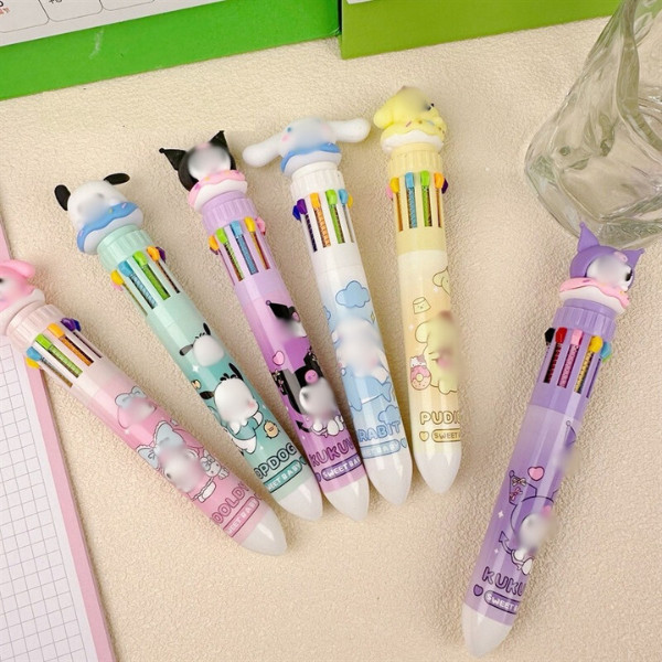 

Pena Mekanik Karakter Kartun Pulpen 10 Warna Lucu 3D DOLL Bolpen Gel Tinta Donat Animasi 10 Warna