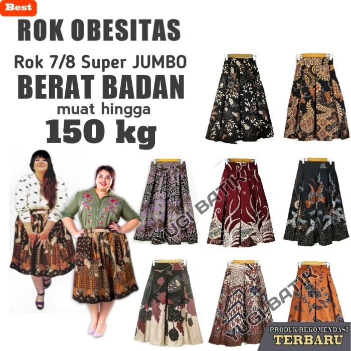 rok wanita kekinian Rok Kerja Batik 7/8 super jumbo 7XL Rok wanita terbaru Over Size - Random