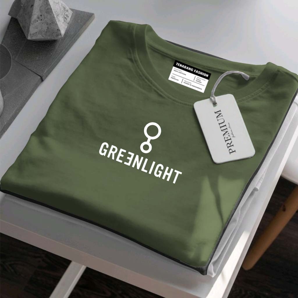 Kaos T-Shirt Pria Wanita Lengan Pendek Logo Greenlight  Text Putih Pria Wanita Dewasa Motif Lengan P