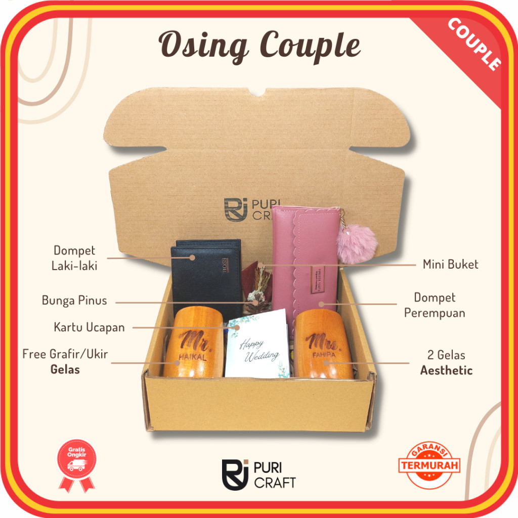 

Termurah Souvenir Kado Nikahan Teman BEstie Keren / OSING Couple Series / FREE UKIR / Hampers Pernikahan / Hampers Wedding / Kado Pernikahan / Kado Aesthetic / Wedding Gift / Hampers Lebaran / Kado Unik / Kado Cowok / Kado Cewek / Puri Craft