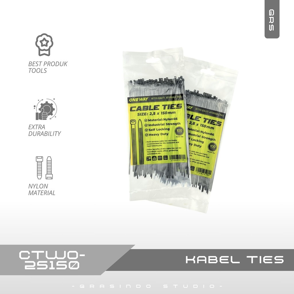 

TBL Kabel Ties Nylon 2,5 x 150 / Kabel Tie Nylon 15 cm Warna - Warni / Kabel Tis Nylon ONE WAY 2,5 X 150 CTWO25150