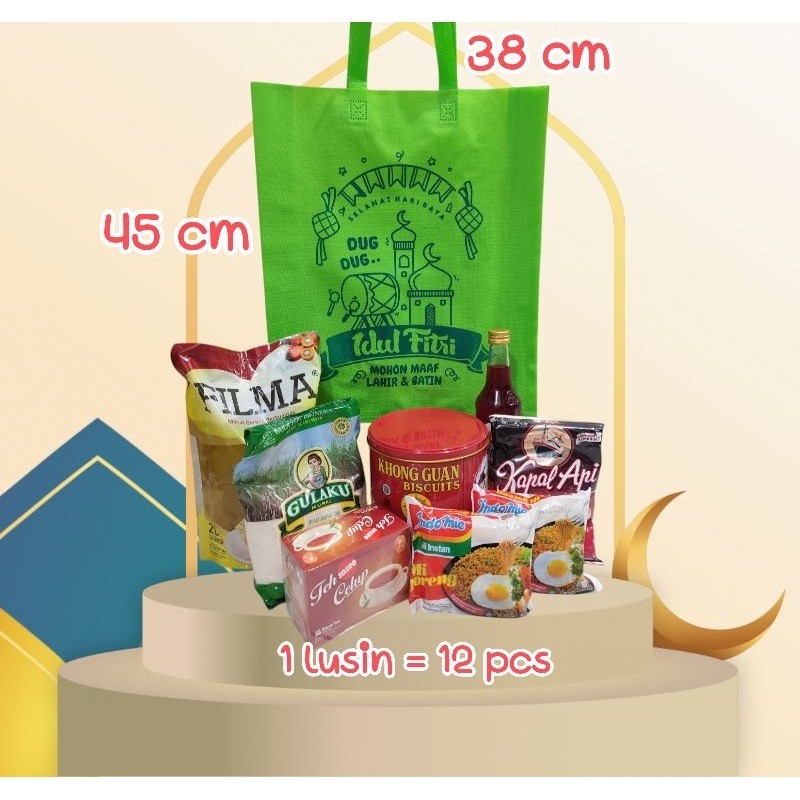 

[ PROMO ] 1 Lusin Tas hampers/Goodie Bag Hari Raya Idul Fitri ukuran 38x45x10 cm